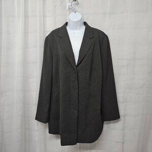Vintage August Max Woman Gray Blazer Single Breasted Minimalist Office 18W